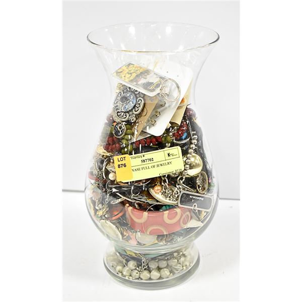 LARGE VASE FULL OF JEWELRY