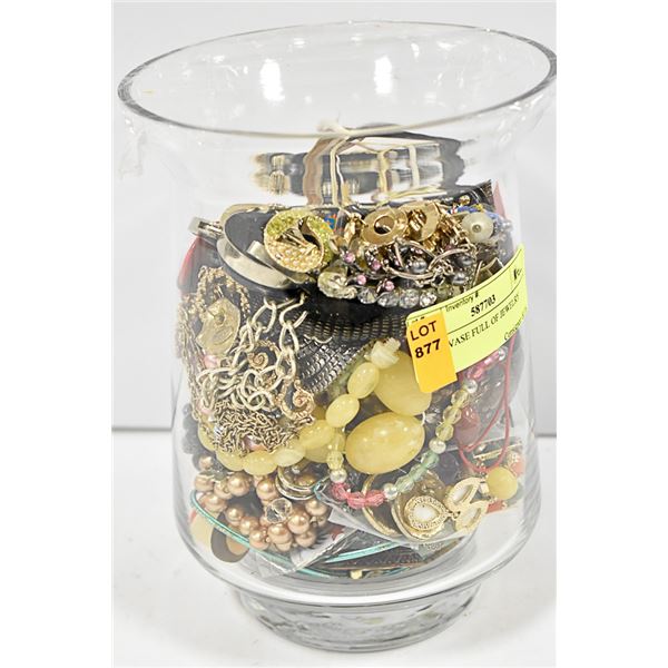 LARGE VASE FULL OF JEWELRY