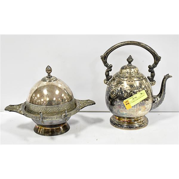 ANTIQUE TEAPOT AND SERVER POT
