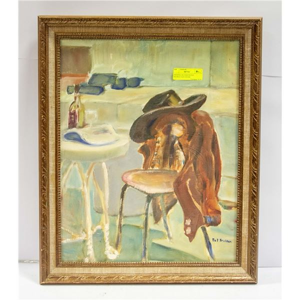 ORIGINAL OIL PAINTIN PAT TRUDEAU SAN FIGURE