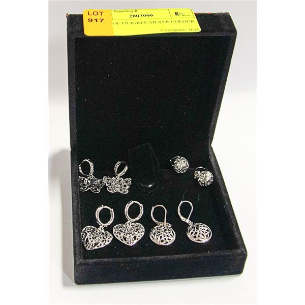4 SETS OF FILIGREE SILVER COLOUR