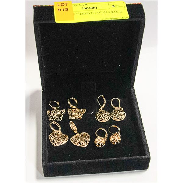 4 SETS OF FILIGREE GOLD COLOUR