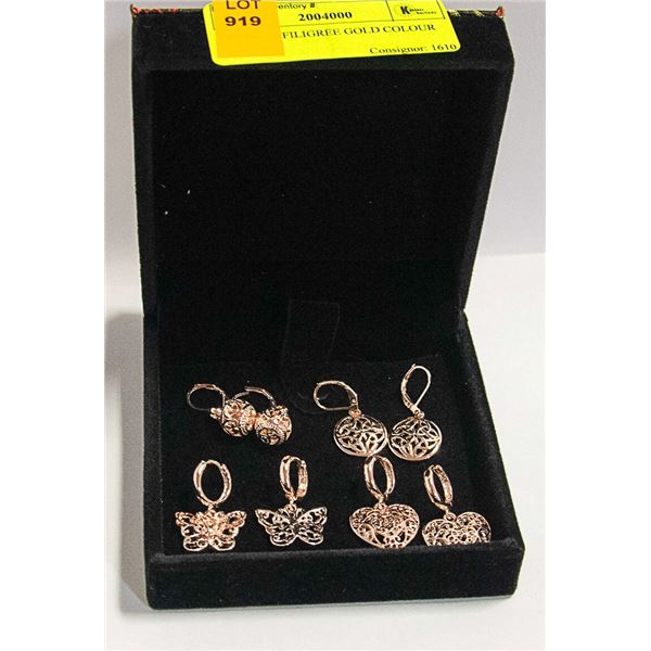4 SETS OF FILIGREE ROSE GOLD COLOUR