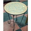 Image 1 : FOLDING DECORATIVE TABLE- METAL WITH TILE INLAY