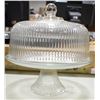 Image 1 : GLASS CAKE DISH WITH LID APPROX 11"
