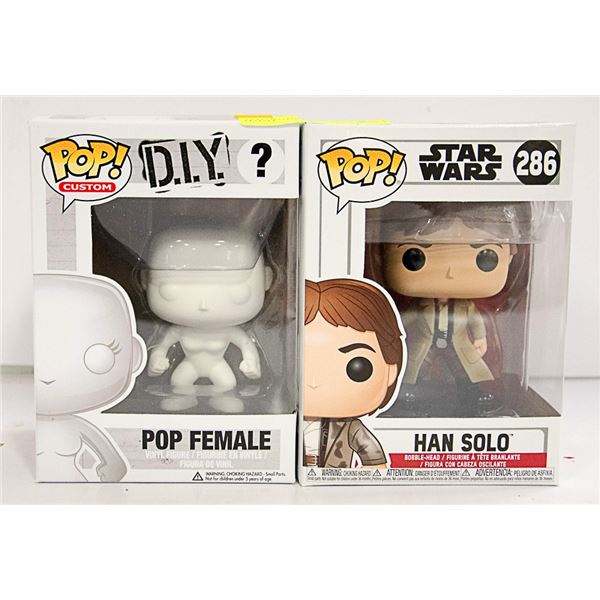 2X FUNKO POP  HAN SOLO 286; POP FEMALE