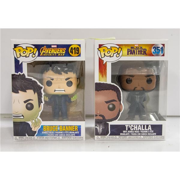 2 X FUNKO POP T'CHALLA 351, BRUCE BANNER 419