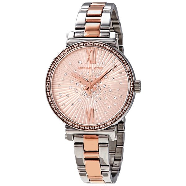 NEW MICHAEL KORS ROSE GOLD CRYSTAL DIAL MSRP $319