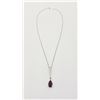 Image 1 : ESTATE 925 SILVER GARNET STONE NECKLACE 18.5" L