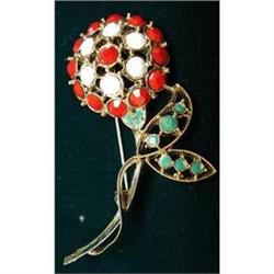 STUNNING  RED/WHITE STONES - FLOWER #1956503