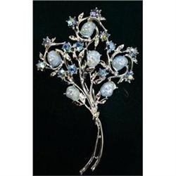 STUNNING BLUE RHINESTONE BROOCH FLOWERS #1956506