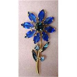 ROYAL BLUE RHINESTONE BROOCH - FLOWER #1956530