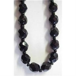 30's French BLACK JET GLASS BEADS #1956600