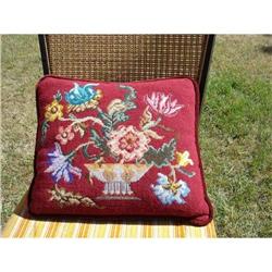 FLORAL NEEDLEWORK PILLOW / CUSHION #1956628