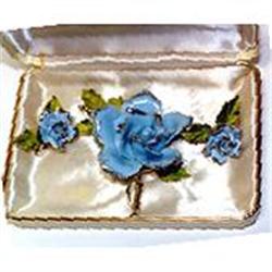 Hobe lite blue 3 piece brooch and earrings set.#1956926