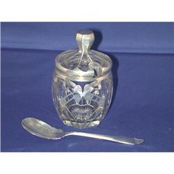 Sterling silver overlay jam/condiment pot #1956955