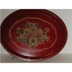 Oval Tole tray in red #1956963