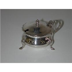 Silverplated mustard pot w/cobalt liner #1956966