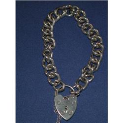 Sterling silver link bracelet w/heart shaped #1956973