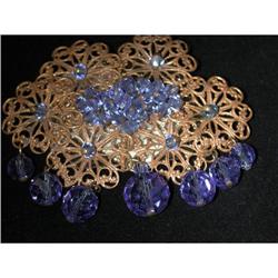 Filigree brooch with blue crystals #1956979