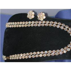 Double strand cut crystal necklace w/earrings #1956987