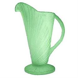 Sowerby Green Satin Glass Art Deco Pitcher #1957117