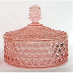 Pink Art Deco English Hobnail Powder Jar #1957224