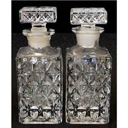 Pair of Clear Pressed Glass Cologne Bottles #1957232