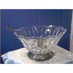 Glass Salad Bowl Silver Serving Utensils #1957295