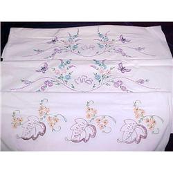 Embroidered Pillowcases - Two (2) Pair #1957405