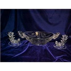 Fostoria Baroque Compote, 2 Candlesticks #1957429