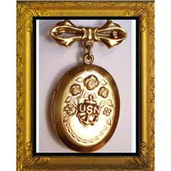 WW11 LARGE SWEETHEART LOCKET BROoch #1957601