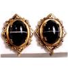 Image 1 : Victorian ENAMEL banded AGATE Earrings #1957616