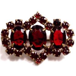 Antique CZECH SIGNED  GARNET BROOCH  #1957618