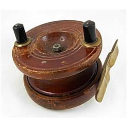 Antique WOODEN Fly FISHING Reel ENGLISH Brass #1957698