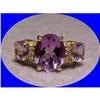 Image 1 : 3 Amethyst Stones & 6  Diamonds GOLD RING  #1957711