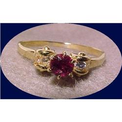 14K Gold Ring Pink Rubellite & RARE Achorite  #1957716