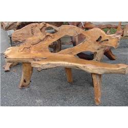 ANTIQUE ART ARCHITECTURAL HORSE SCULPTURE BENCH#1957764