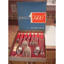 Ekco A&J Red and White Stripe #1400 Utensil Set#1957771