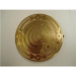 Large ANTIQUE GOLD TONE POWDER COMPACT #1966826