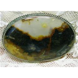 Victorian Moss Agate Oval BROOCH #1966842