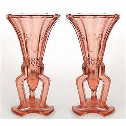 Pink Pair of Art Deco Rocket Vases (2) #1967151