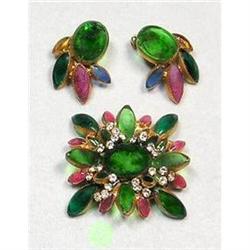 Hattie Carnegie Brooch & Earings Set #1967225