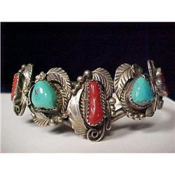 Silver Turquoise color and Coral color Bracelet#1967264