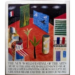 FRAMED Hockney Lithograph  New World Festival #1967288