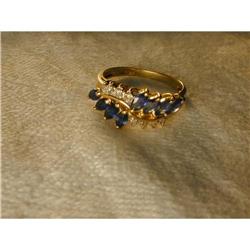 Estate 14K YG Sapphire Diamond Filigree Band #1967539