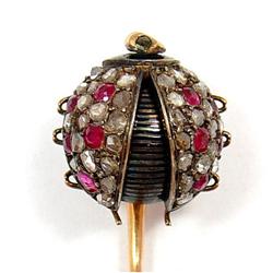 Ruby and Diamond  lady bug  Stick Pin #1967650