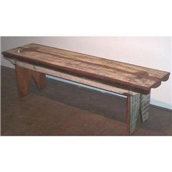 ANTIQUE RUSTIC PRIMITIVE MILK PAINT BENCH PEW #1967709