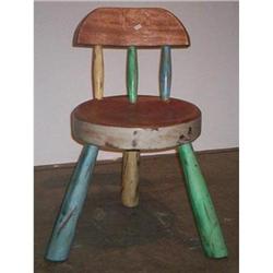 ANTIQUE RUSTIC PRIMITIVE MILK PAINT STOOL CHAIR#1967710