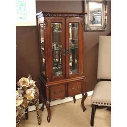 WALNUT VICTORIAN MIRROR CURIO CHINA CABINET #1967717